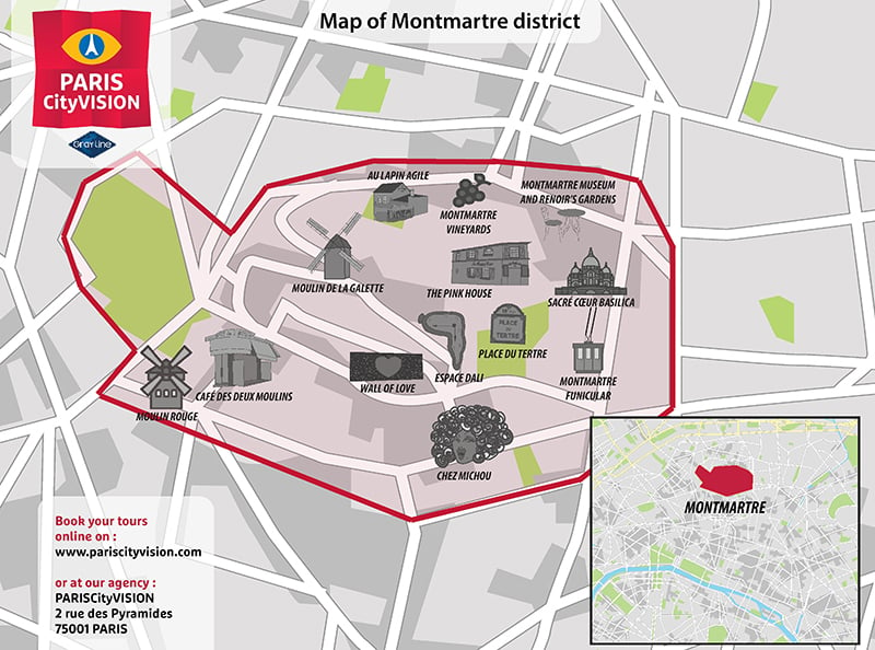 tourist map of montmartre